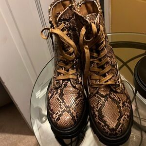 Bamboo Snake skin combat boots